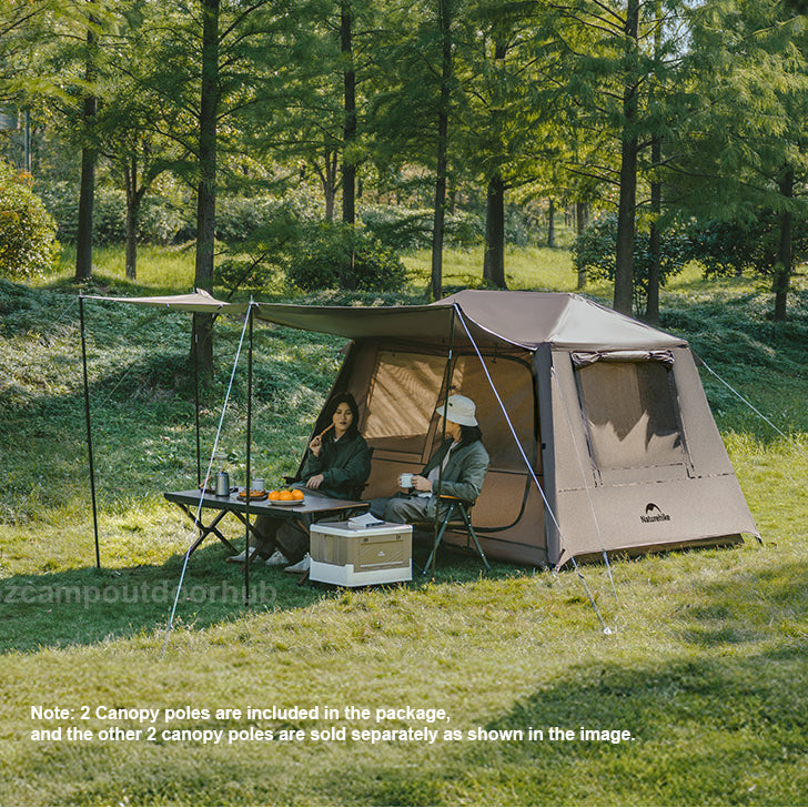 Naturehike VILLAGE 5.0 Gen 3 Fast Build Automatic Tent 1 Bedroom 1 Living Room Extended Canopy Double Layer Tent 4 Person Ti Black Coated Sunscreen