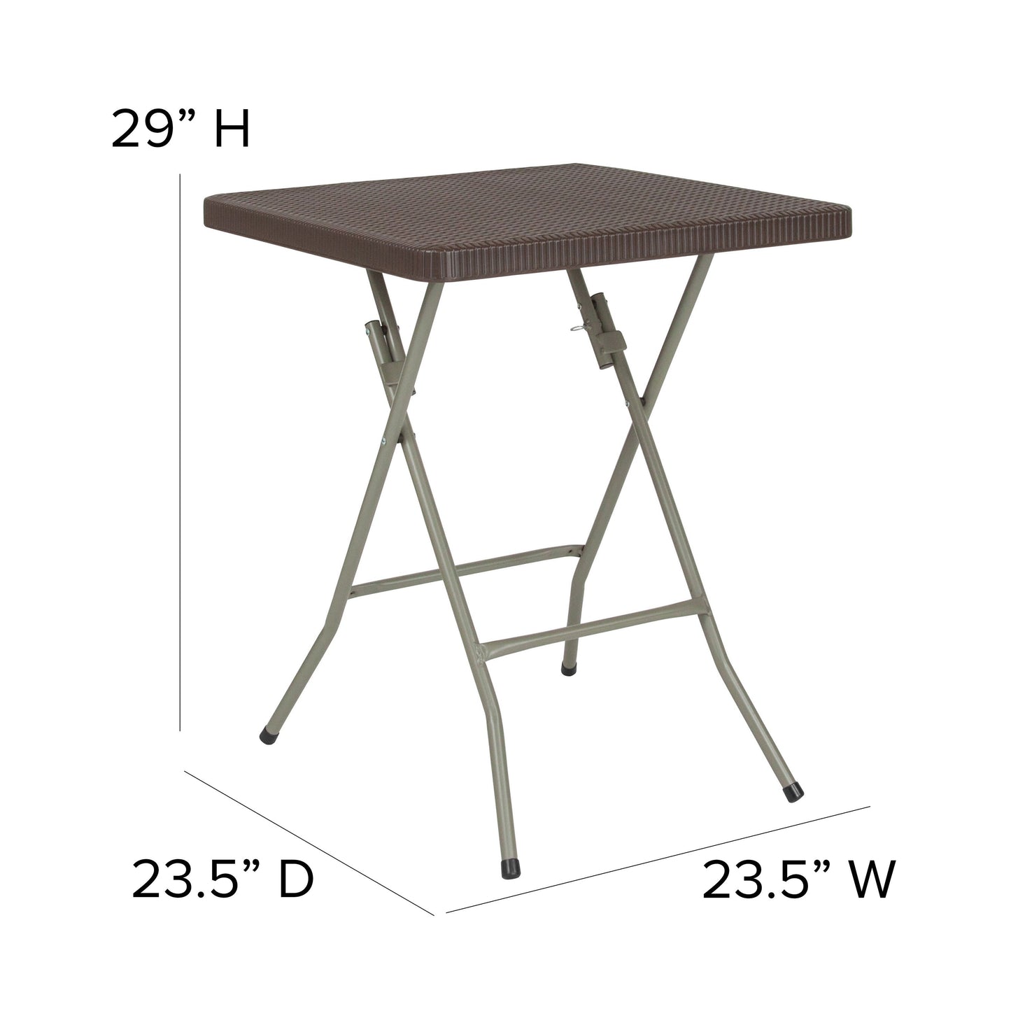 1.95-Foot Square Rattan Plastic Folding Table