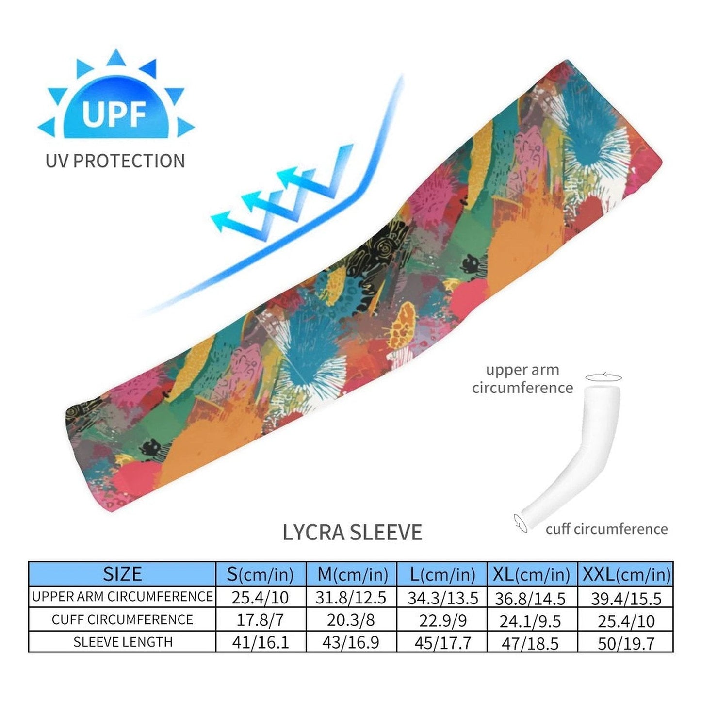 Boundless Bleed AOP UV Arm Sleeves | Cooling Lycra UPF Sun Protection — Moisture-Wicking Maximalist Sleeves for Hiking, Cycling, Gardening