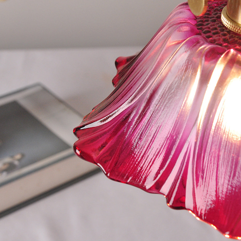 Retro Glass Pendant Light with Fluted Shade