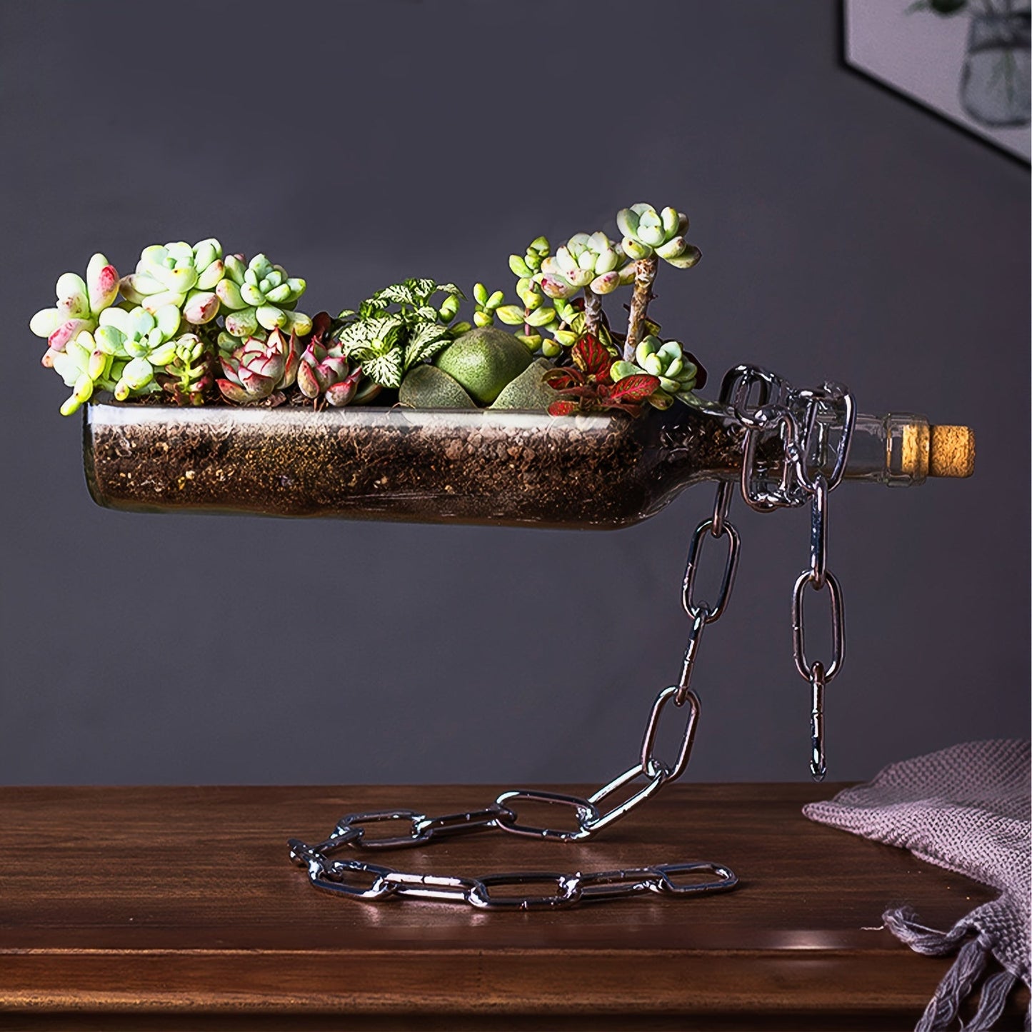 Glass Wine Bottle Vase- HMT25GV