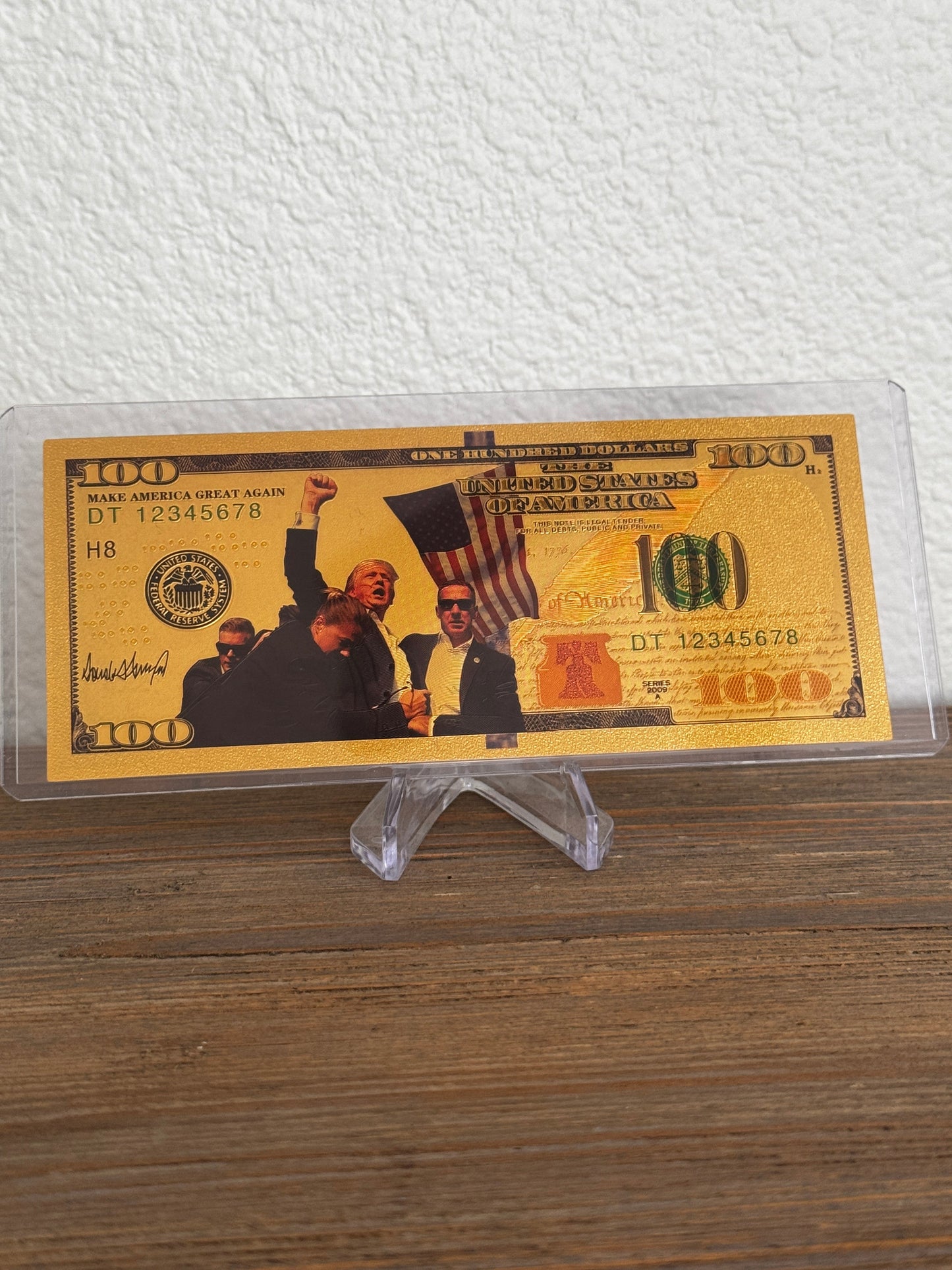 President Trump Gold Foil Embossed $100 Bill