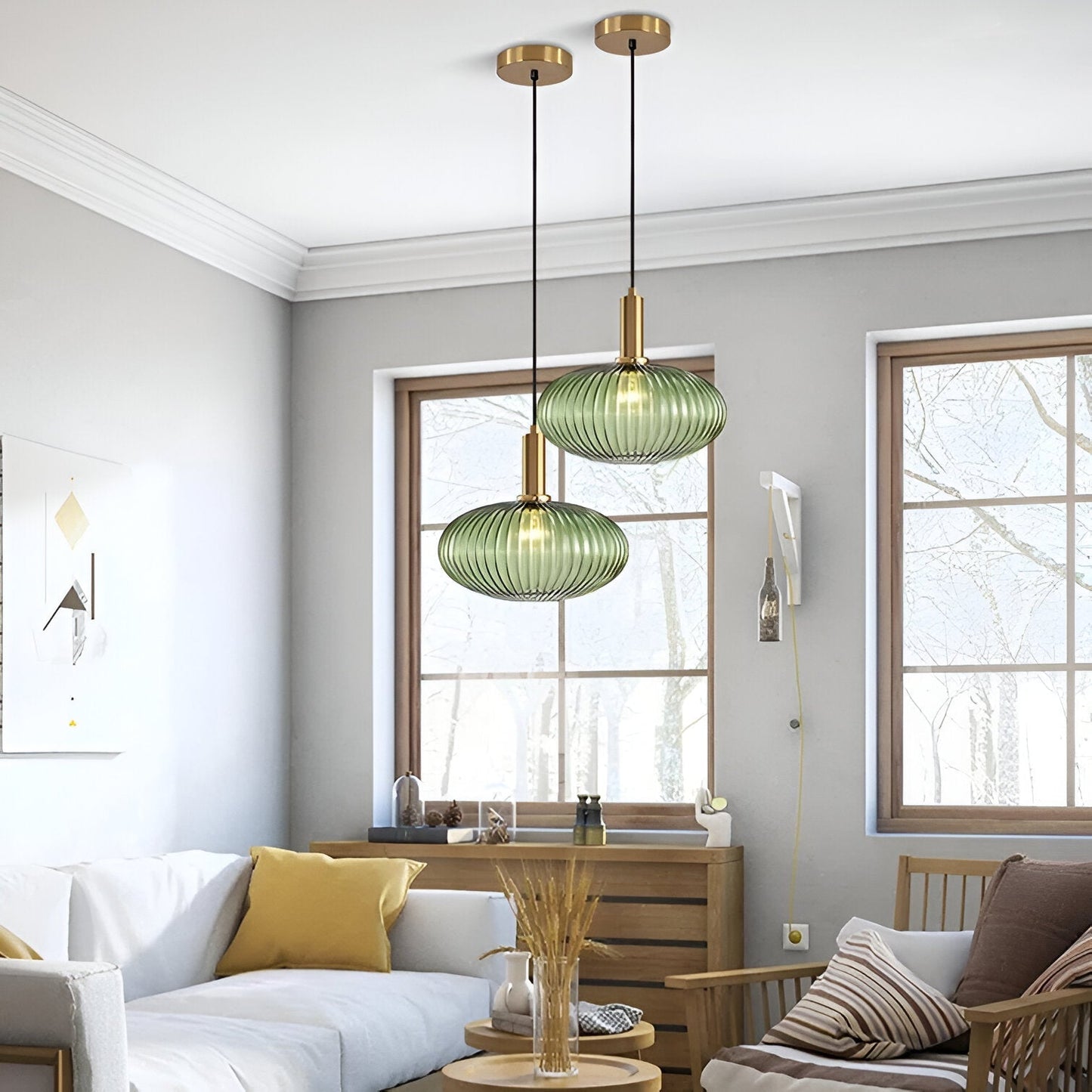 Retro Coloured Glass Pendant Light With Iron Fitting