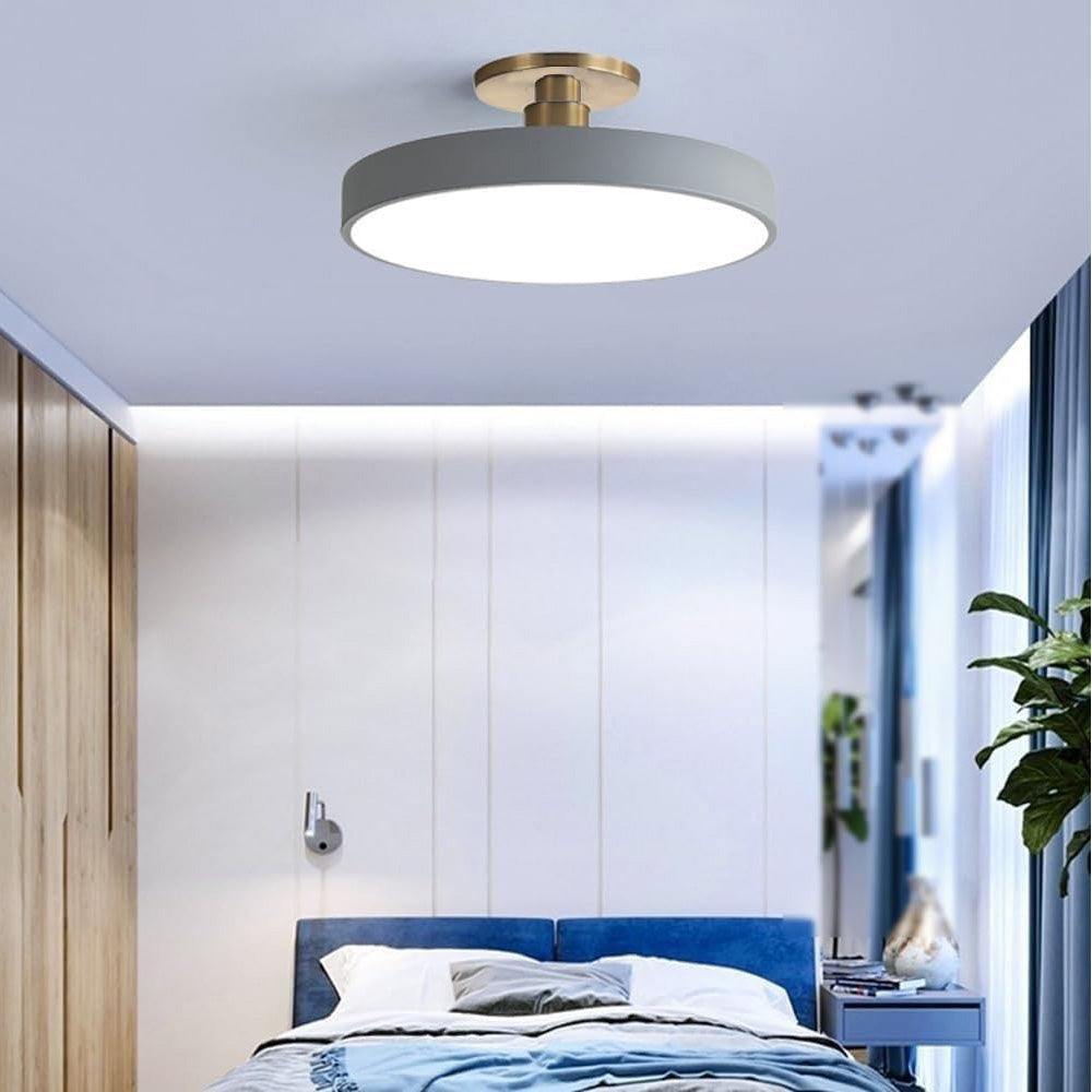 Modern Circular LED Flush Mount Ceiling Light With Iron Frame