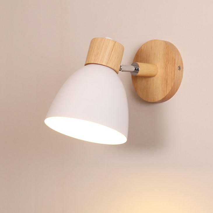 Minimalist Wooden Cone Wall Sconce LED Light With Conical Shade