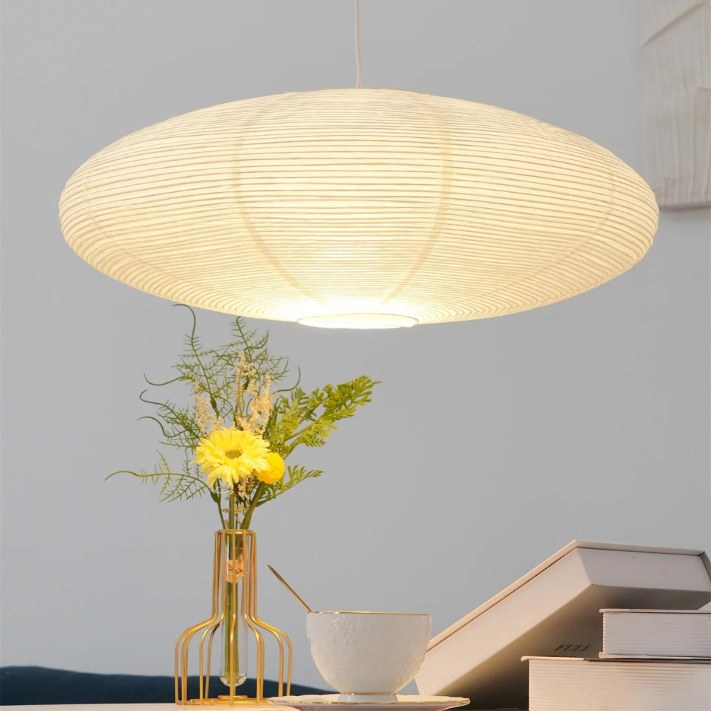 Japandi Paper Pendant Light With Xuan Paper Shade