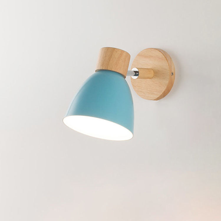 Minimalist Wooden Cone Wall Sconce LED Light With Conical Shade