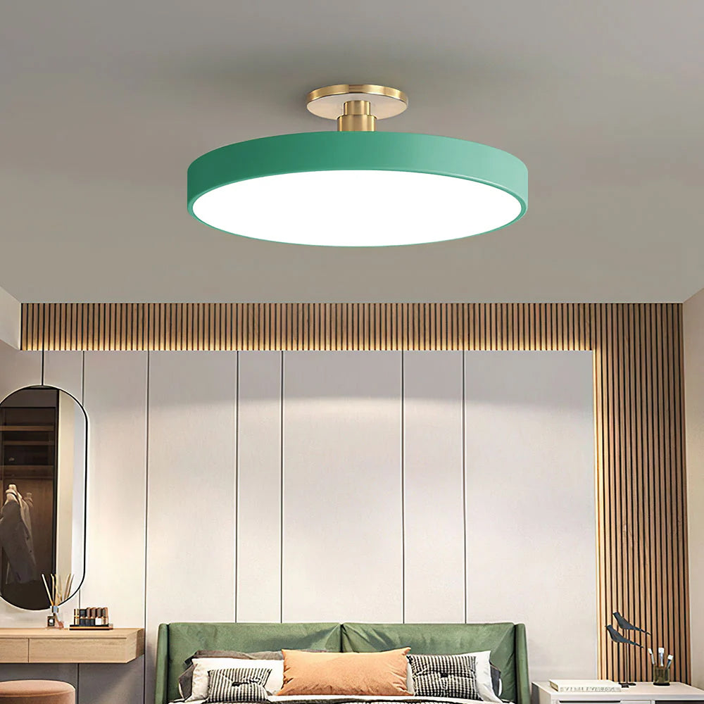 Modern Circular LED Flush Mount Ceiling Light With Iron Frame