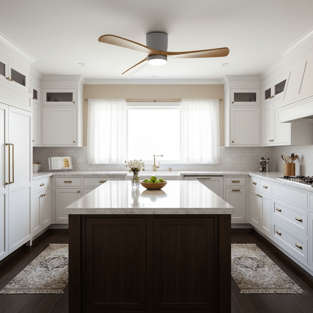 Wood Blade Ceiling Fan Ceiling Light With Remote Control