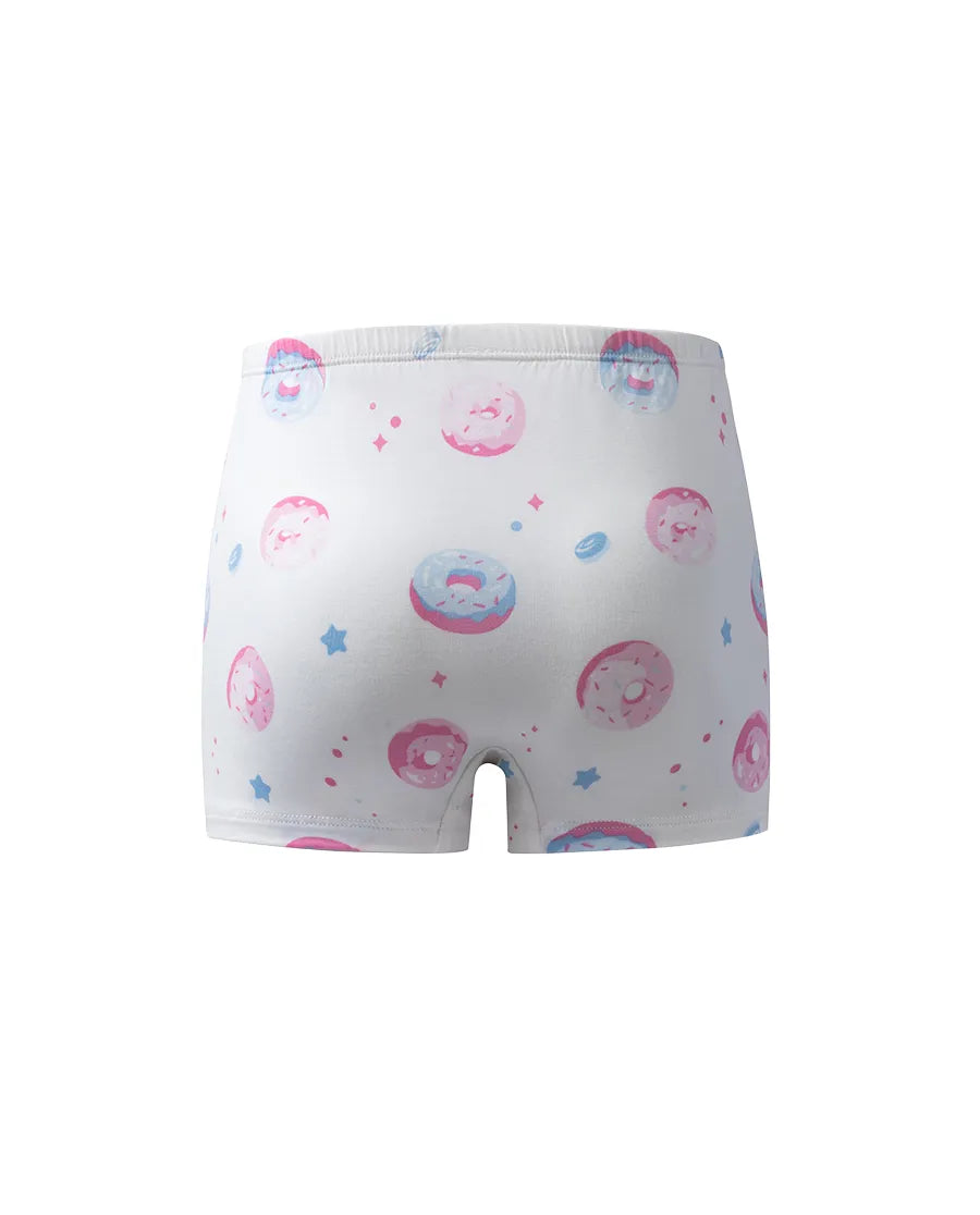Aimer Kids Modal 2-Pack Donuts Printed Mid-Rise Boyshorts For Girls