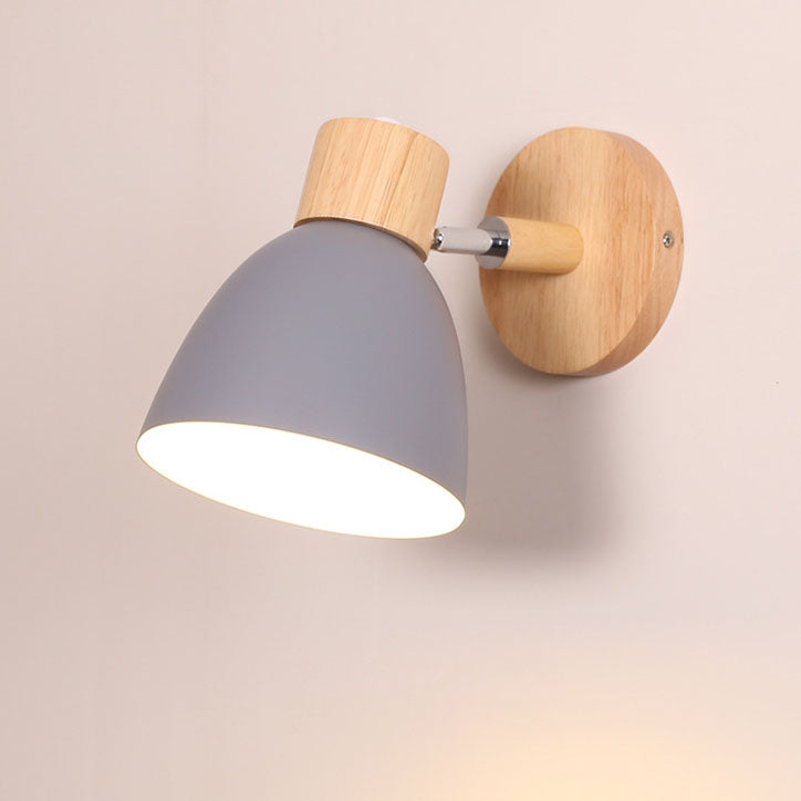 Minimalist Wooden Cone Wall Sconce LED Light With Conical Shade