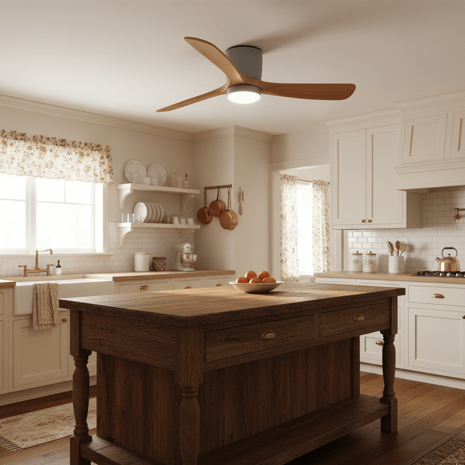 Wood Blade Ceiling Fan Ceiling Light With Remote Control