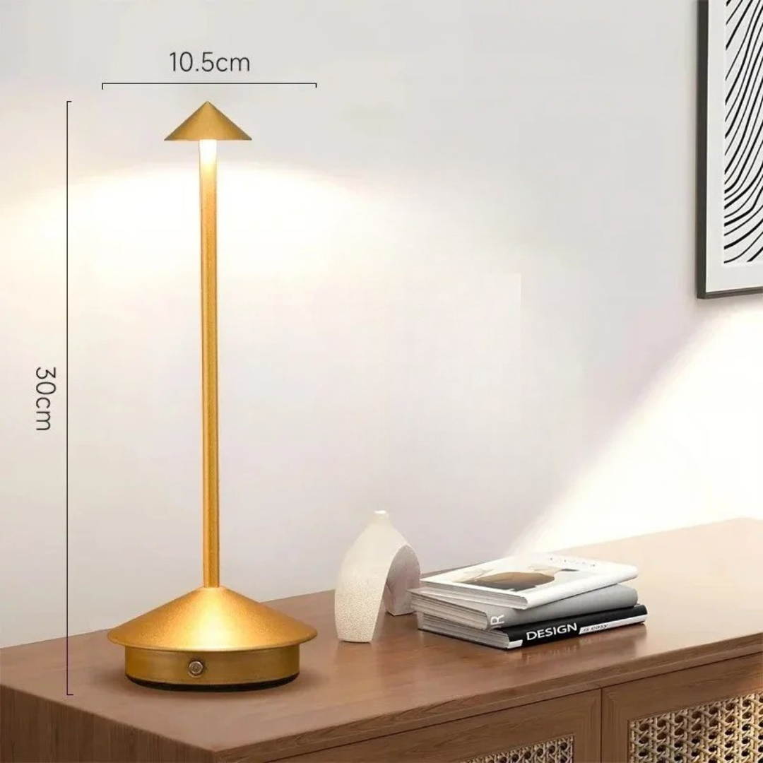 Modern Aluminium Cone LED Rechargeable Table Lamp With Stepless Dimming