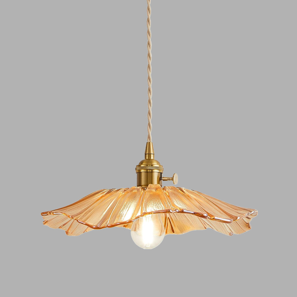 Retro Glass Pendant Light with Fluted Shade