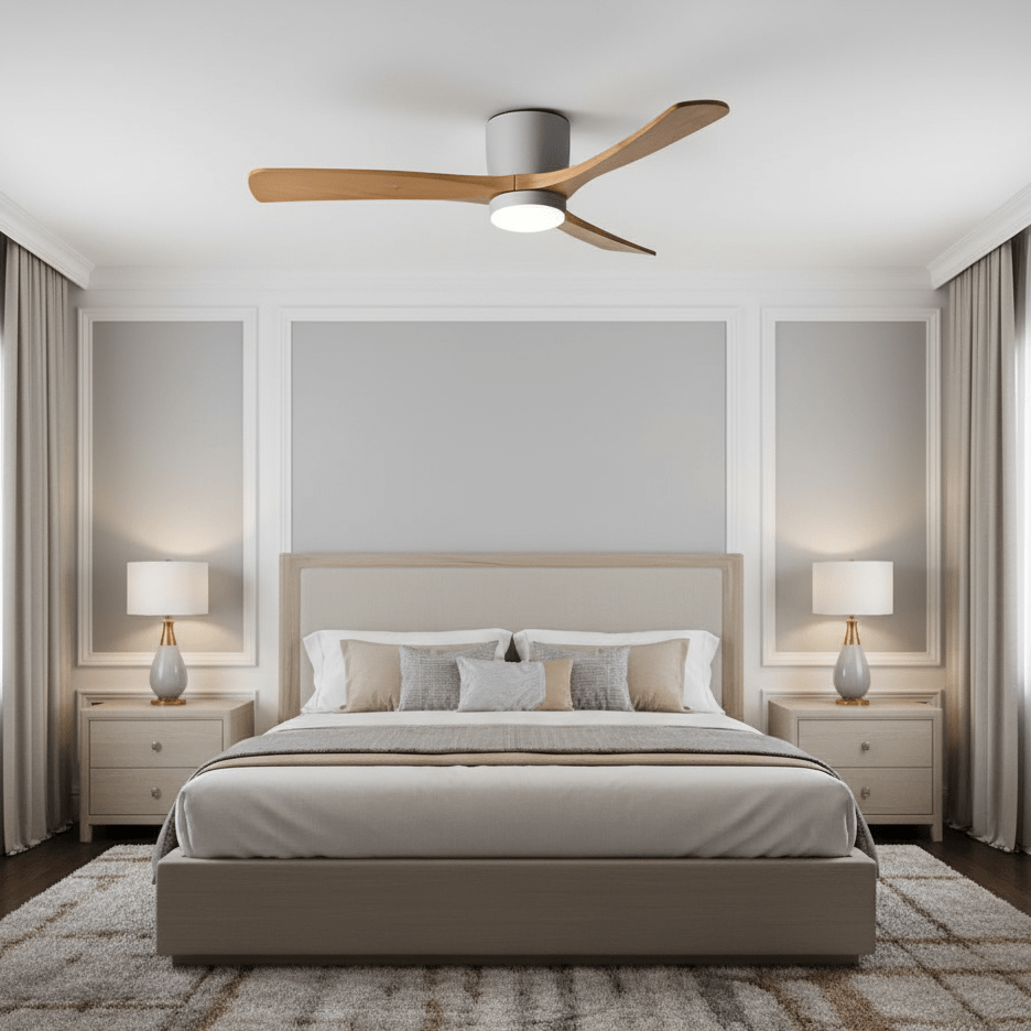Wood Blade Ceiling Fan Ceiling Light With Remote Control