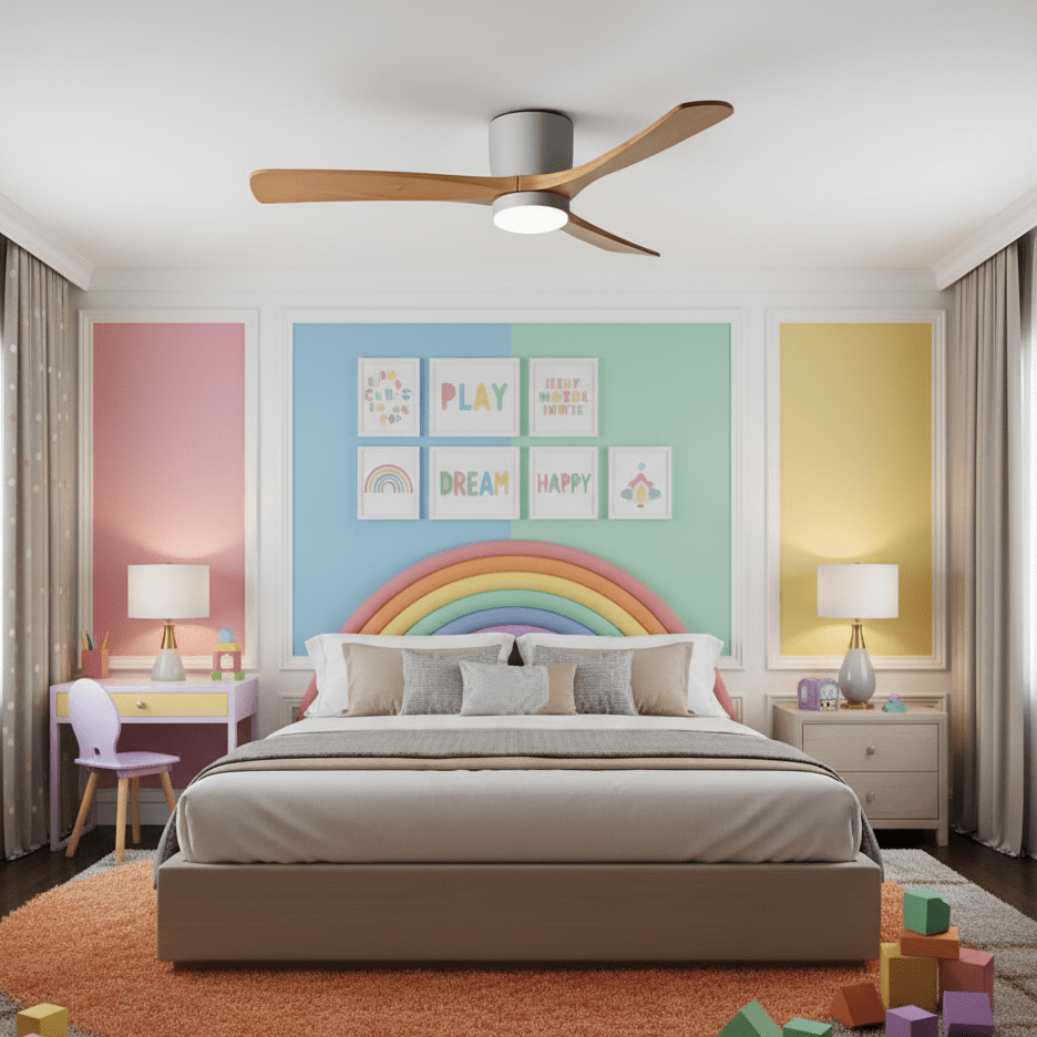 Wood Blade Ceiling Fan Ceiling Light With Remote Control