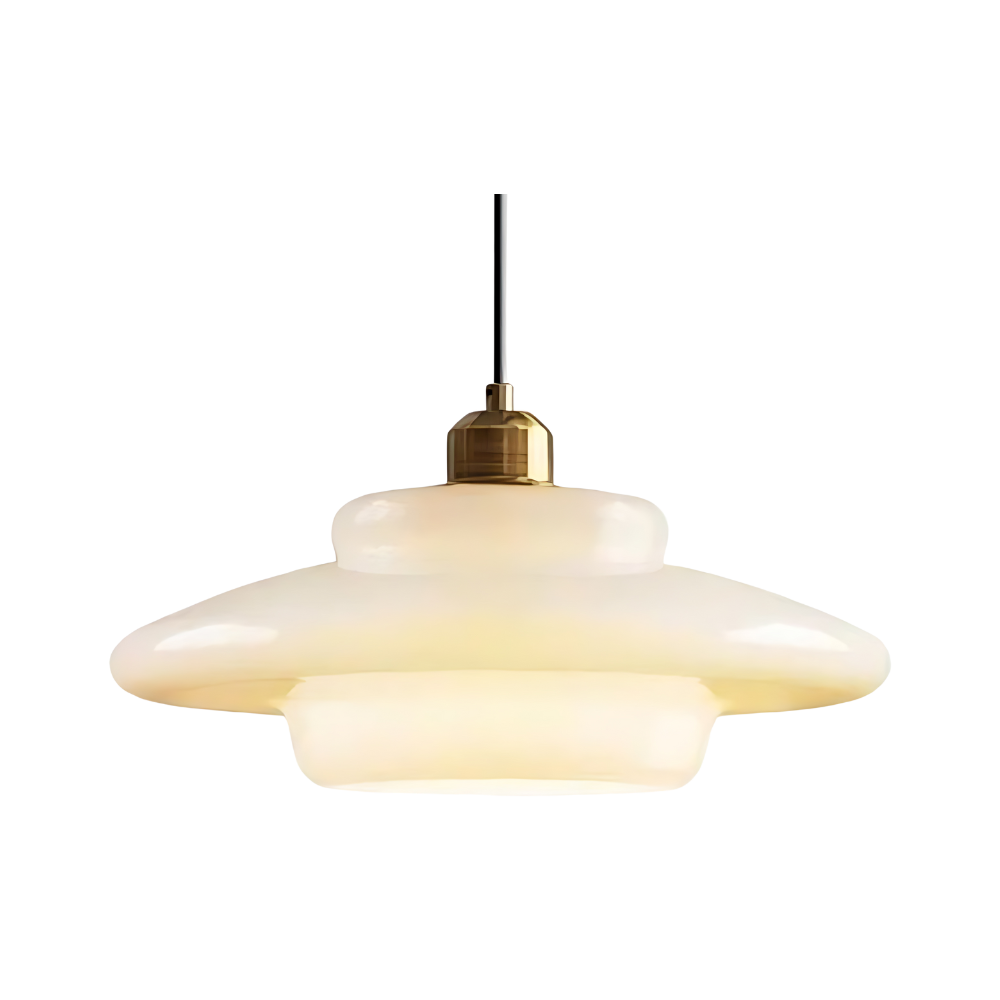 Art Deco Layered Glass Pendant Light With Dome Shade