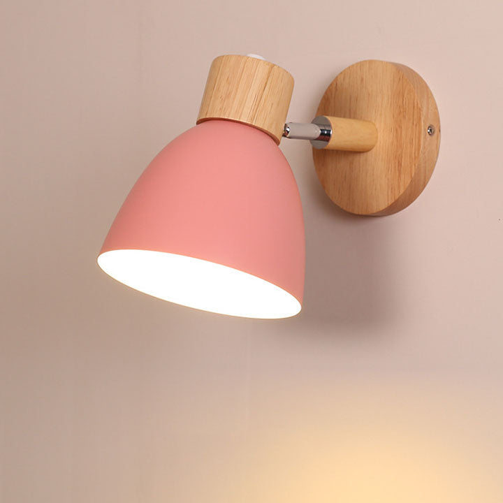 Minimalist Wooden Cone Wall Sconce LED Light With Conical Shade