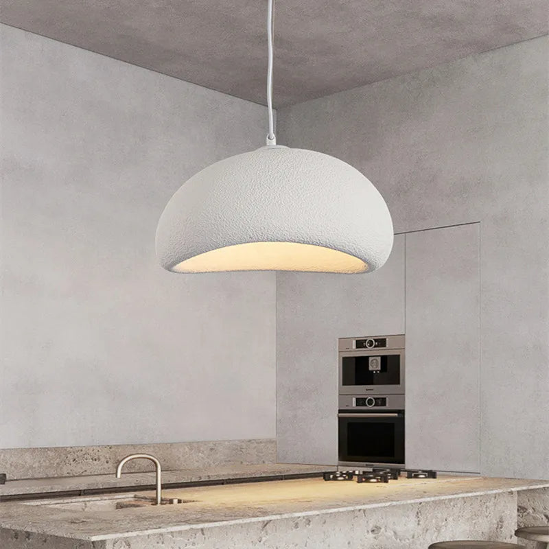 Wabi-Sabi Polystyrene Pendant Light With Spherical Dome Shade