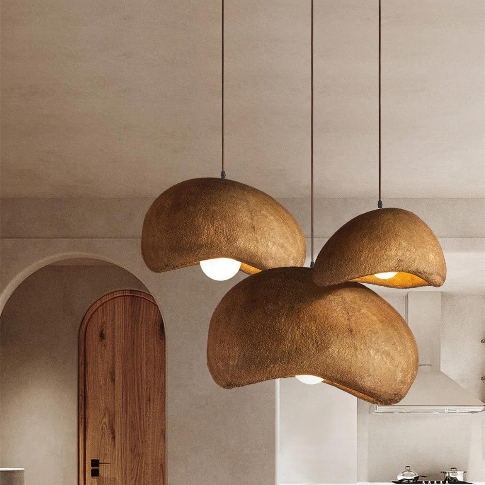 Coffee Cloud Textured Resin Pendant Light with Adjustable Cord