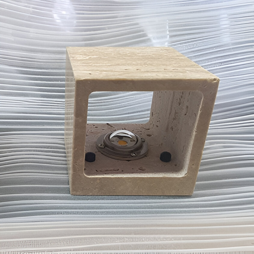 Minimalist Travertine Stone Outdoor LED Wall Light With Natural Cave Stone Shade