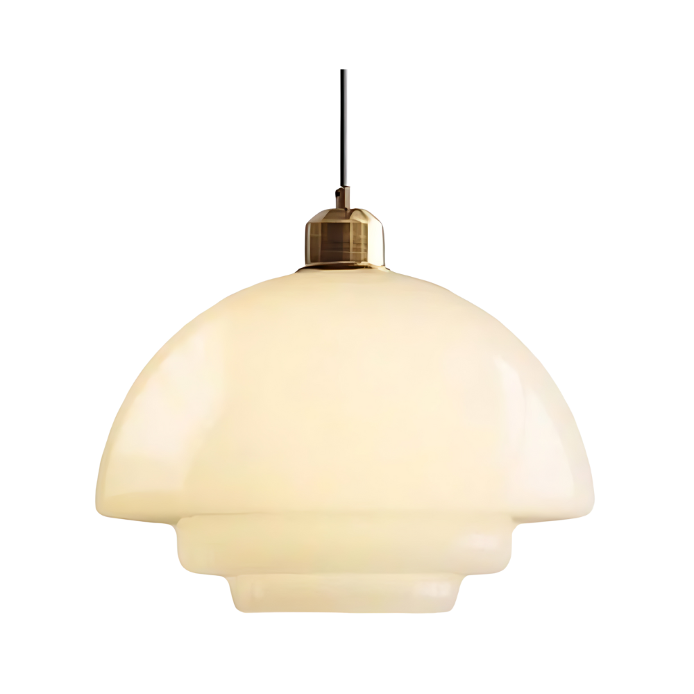 Art Deco Layered Glass Pendant Light With Dome Shade
