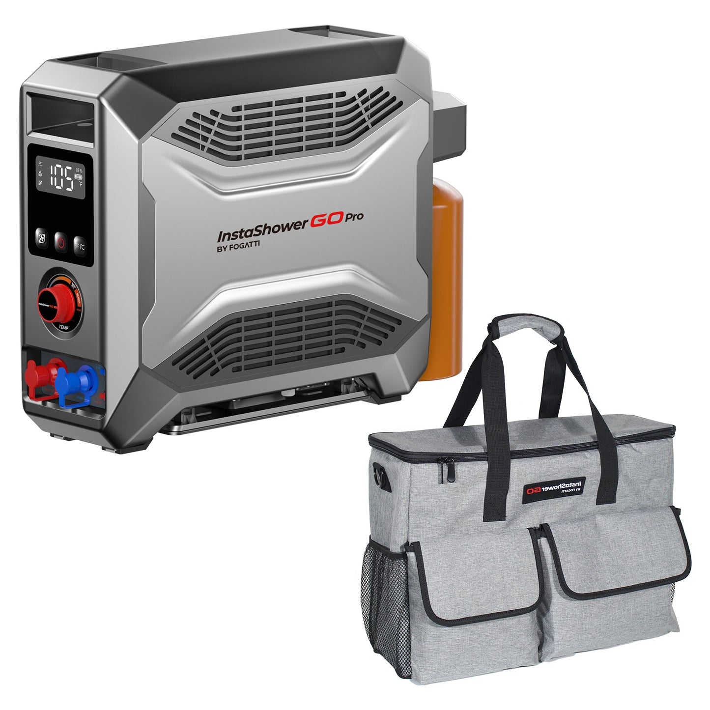 Fogatti InstaShower GO Pro Outdoor Portable Water Heater with Water Pump,22000BTU