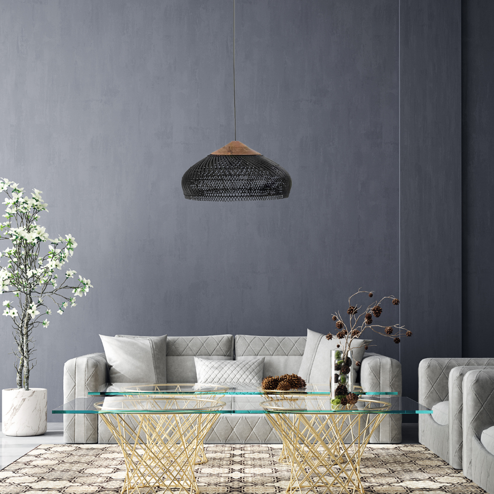 Bohemian Rattan Pendant Light With Woven Dome Shade