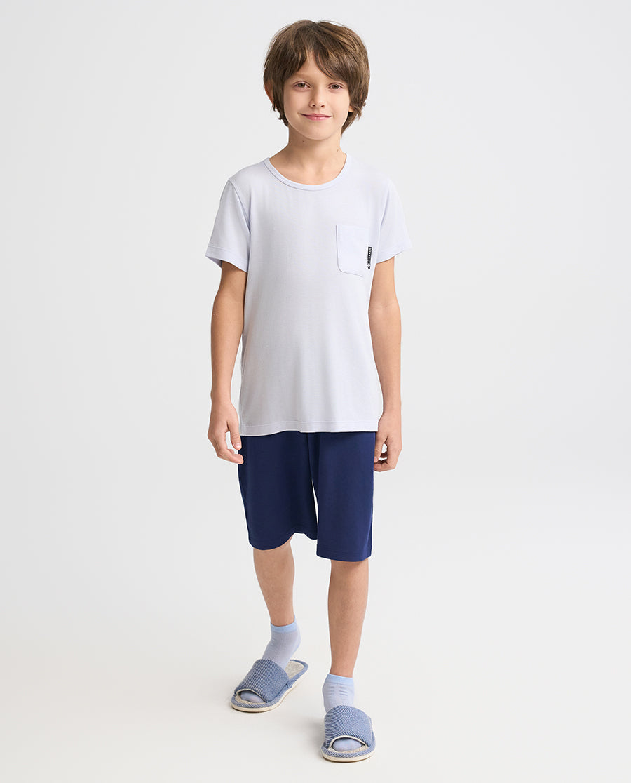Aimer Kids Short-sleeve Tops Homewear Set For Boys