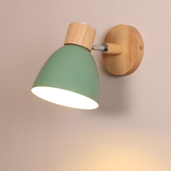Minimalist Wooden Cone Wall Sconce LED Light With Conical Shade