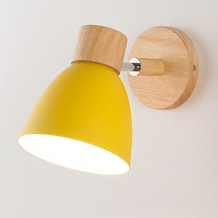Minimalist Wooden Cone Wall Sconce LED Light With Conical Shade