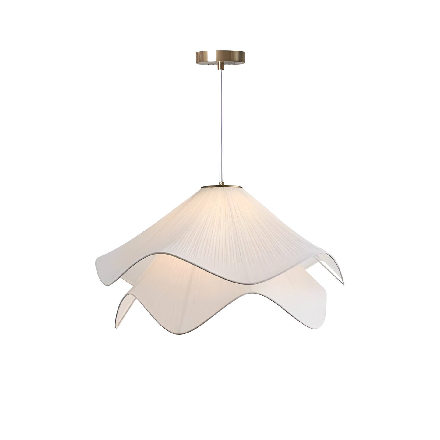 White Japandi Fabric pendant lights LED Light With Wavy Shade