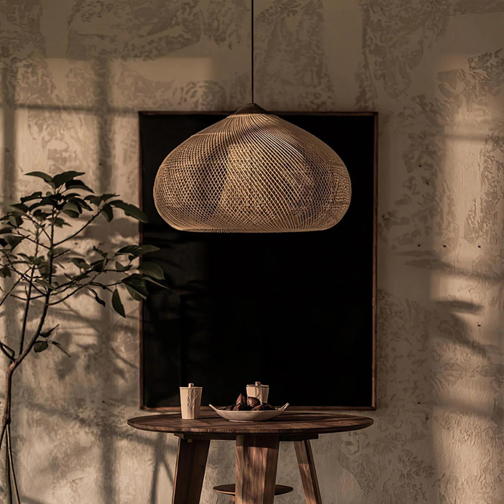 Handmade Rattan Pendant Lights With Woven Dome Shade