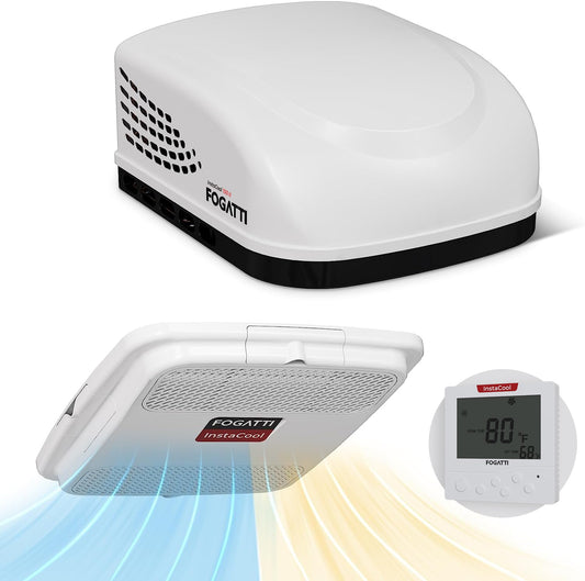 Fogatti InstaCool 15,000 BTU RV Rooftop Air Conditioner | Heat Strip | Replaceable Non-Ducted RV AC