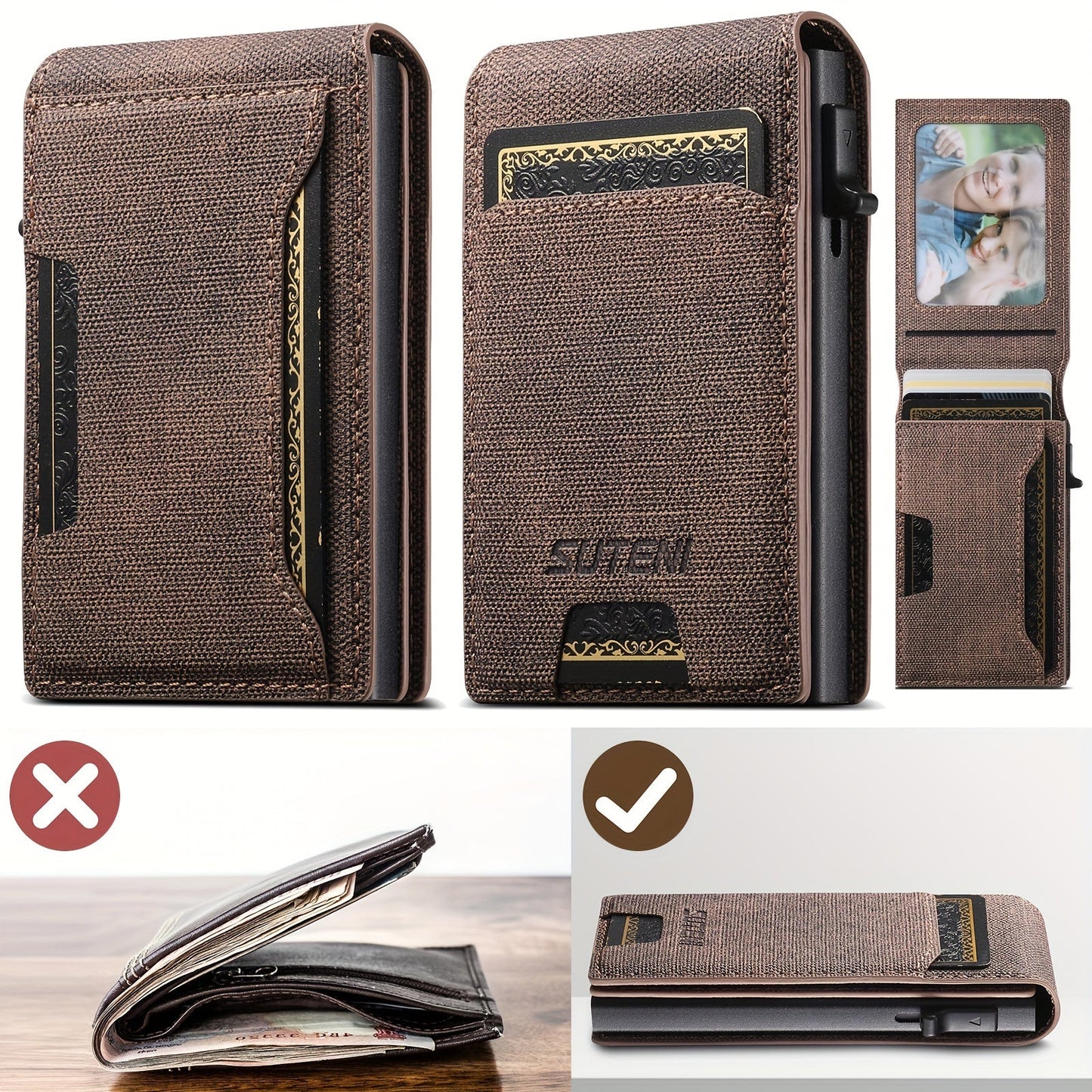 Push-Out Card Holder Wallet, Large Capacity TJR7L4D