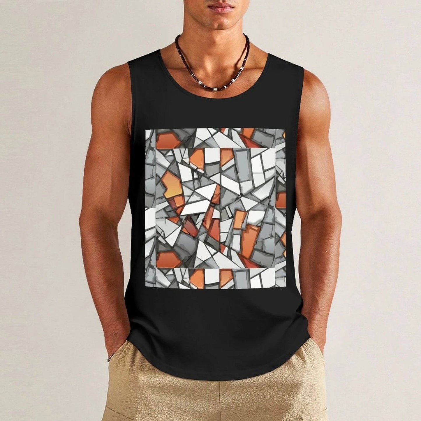 Graffiti Frame Cotton Tank Top — Teal Tank with Street Art Chest Print for Summer Sessions