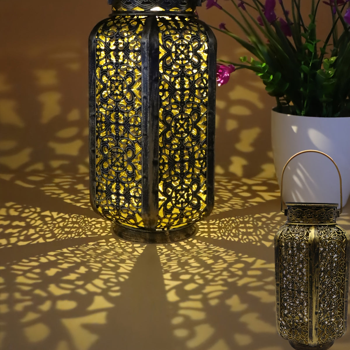 Solar Iron Lantern Versatile Outdoor Decor-CLOG