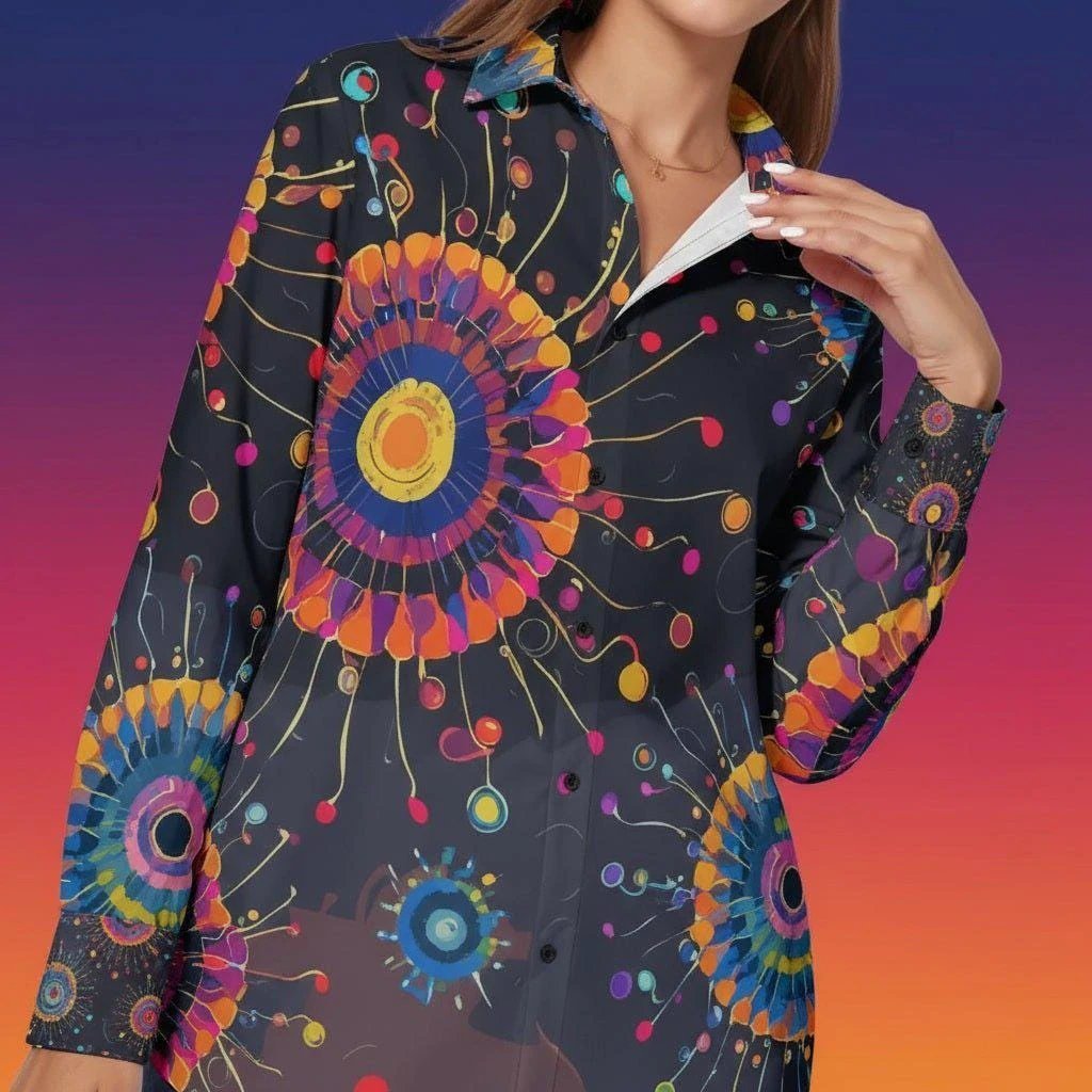 Artisan AOP Cotton Button-Down Shirt | 125gsm Slub Cotton Antibacterial Hawaiian for Resort, Wine Bar & Maximalist Lounging (S–5XL)