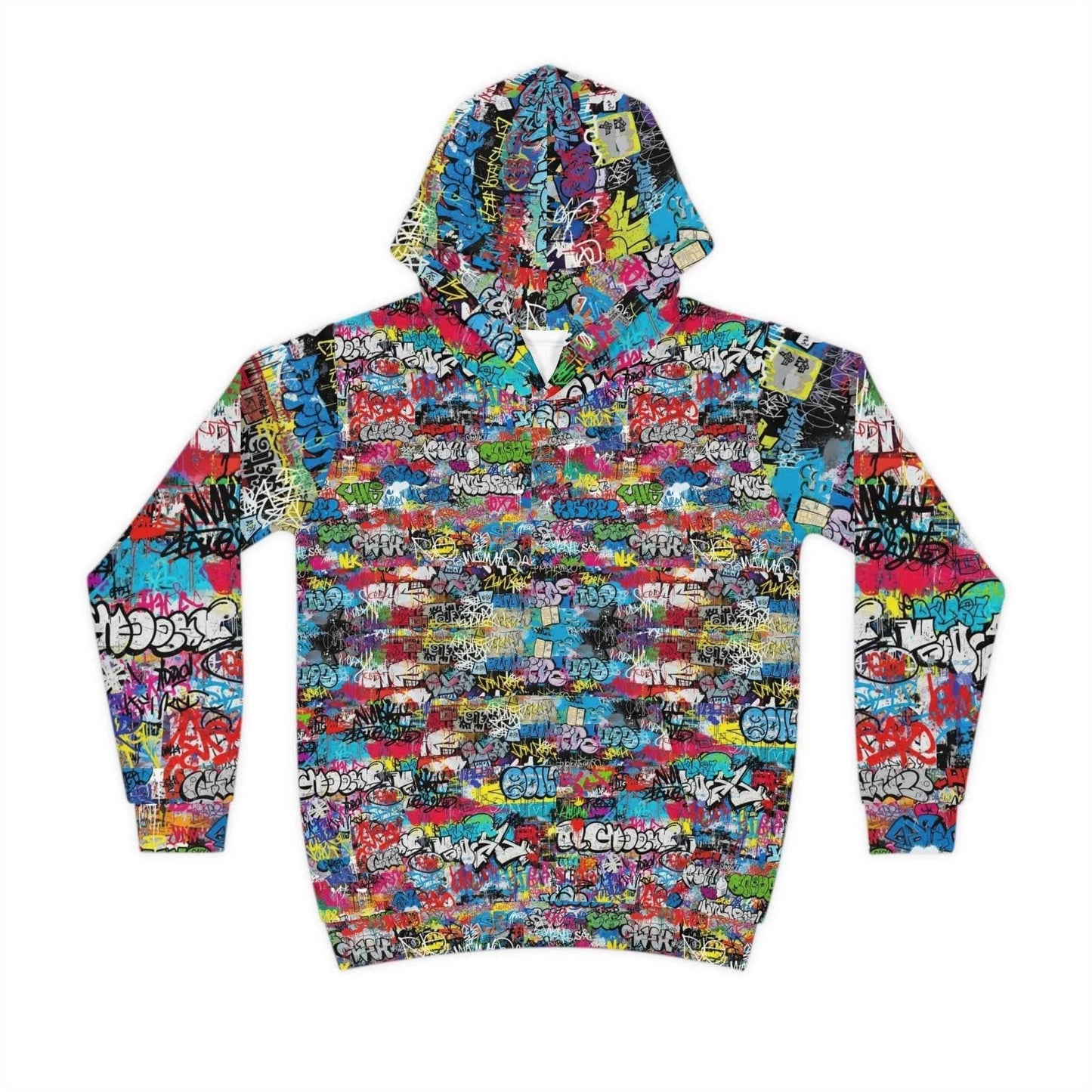 Urban Legend Kids Graffiti Hoodie | Bold AOP Street Art Pullover for Creative Children & Miniature Maximalists