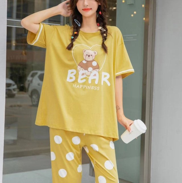 Oversized Happiness Bear Graphic Tee Pajamas #72139