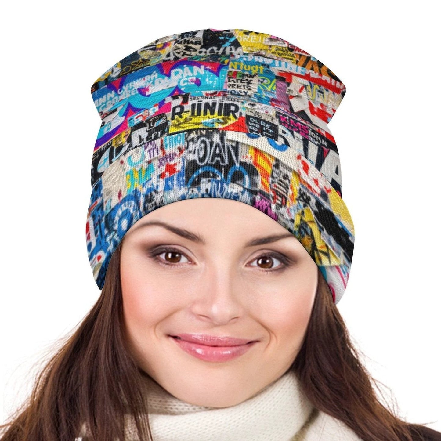 Street Swag All-Over Print Knit Beanie | Bold Abstract Art Streetwear Hat