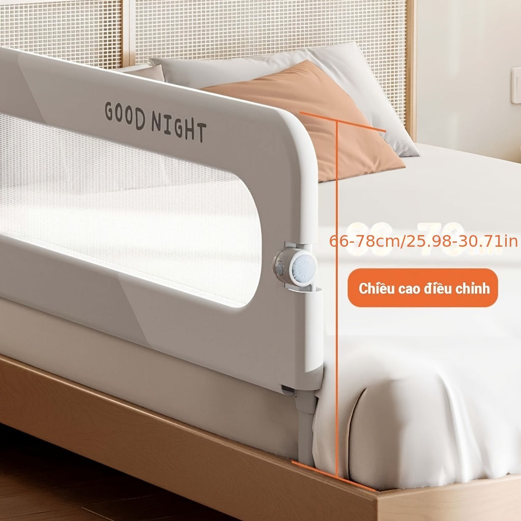 Gray Foldable Bed Guardrail  AntiFall Bumper for QueenFull Beds-L7TP