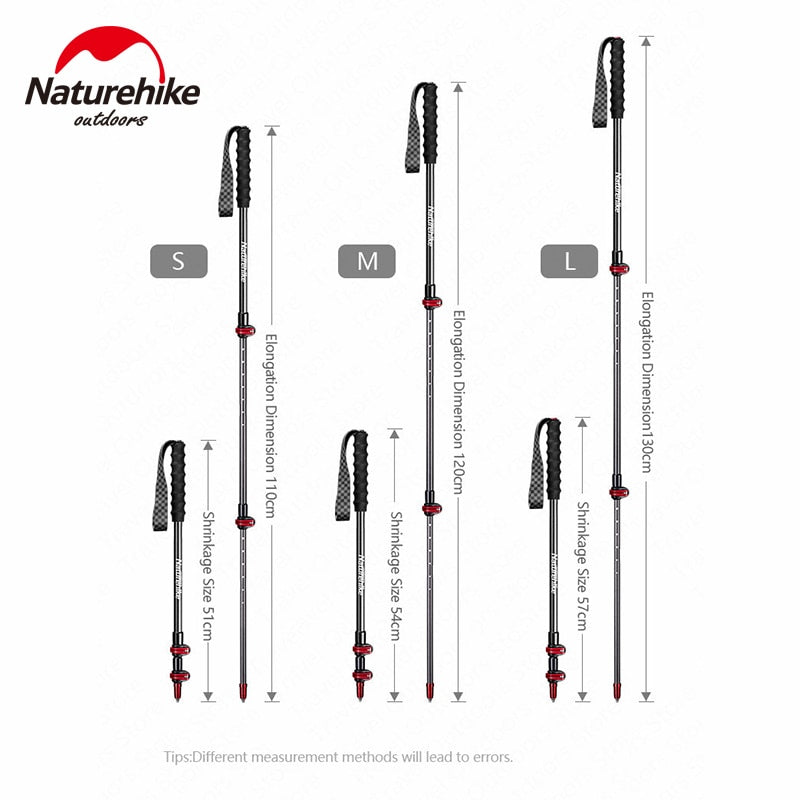 Naturehike ST10 Pure Carbon Fiber Trekking Pole Portable Ultralight 3-Section Telescopic External Lock Cane Rod Sticks Hiking Walking Mountaineering