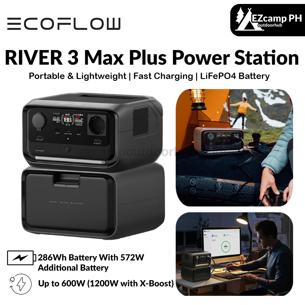 Ecoflow River 3 Max Plus Power Station Portable Home Battery Backup 220V Charging 80% In 1 Hour 600W Up To 1200W With X-Boost Battery Backup