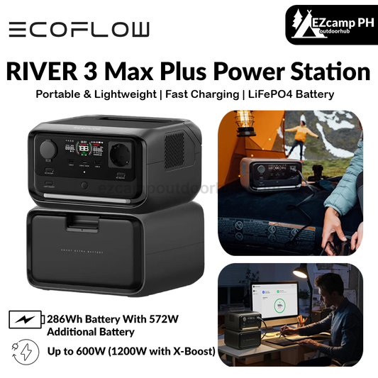 Ecoflow River 3 Max Plus Power Station Portable Home Battery Backup 220V Charging 80% In 1 Hour 600W Up To 1200W With X-Boost Battery Backup