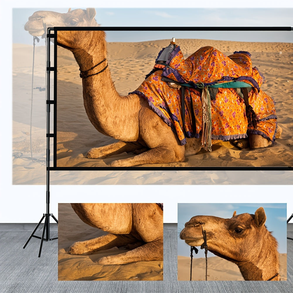 WEIJIEMING 4K HD Projector Screen with Stand, Foldable TJR5P2V