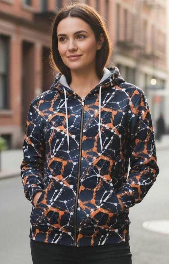 Cyberpunk Network Splatter Hoodie for Digital Rebels — Dark Grunge AOP Techwear Pullover, Hacker Aesthetic, Festival Gaming Rave Statement