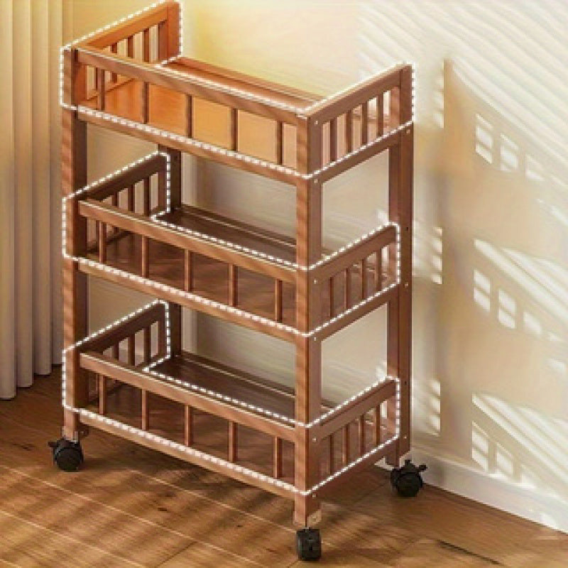 Versatile Wooden Storage Cart with Wheels - M7YB