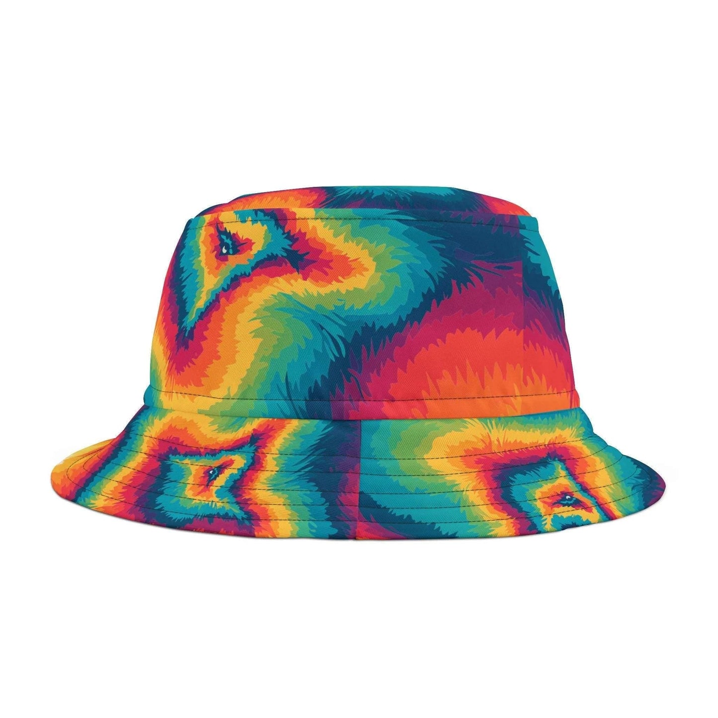 Psychedelic Summer Sun Bucket Hat - Bold Rainbow Geometric Headwear for Beach & Festivals