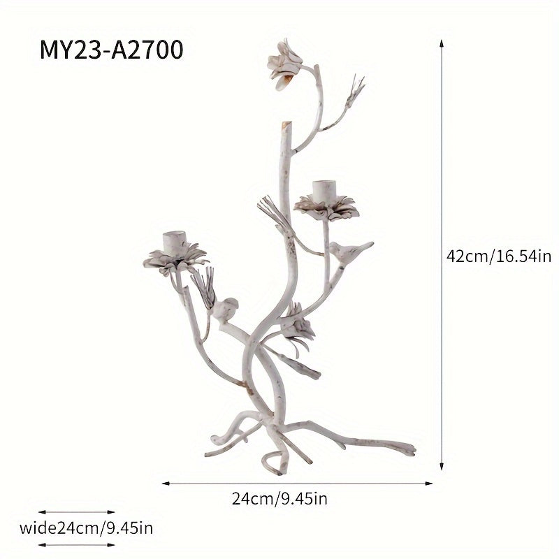 Rustic French Vintage Iron Candlestick Holders - YU9B